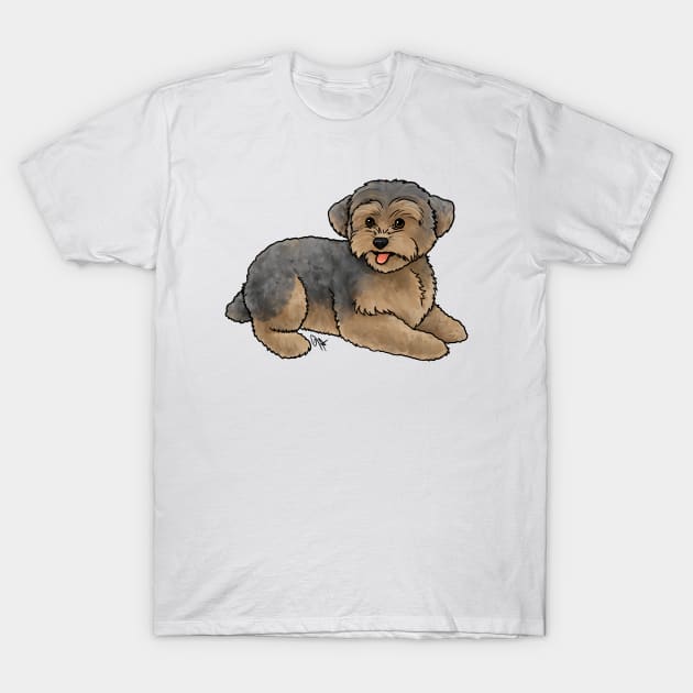 Dog - Yorkipoo - Brown and Blue T-Shirt by Jen's Dogs Custom Gifts and Designs